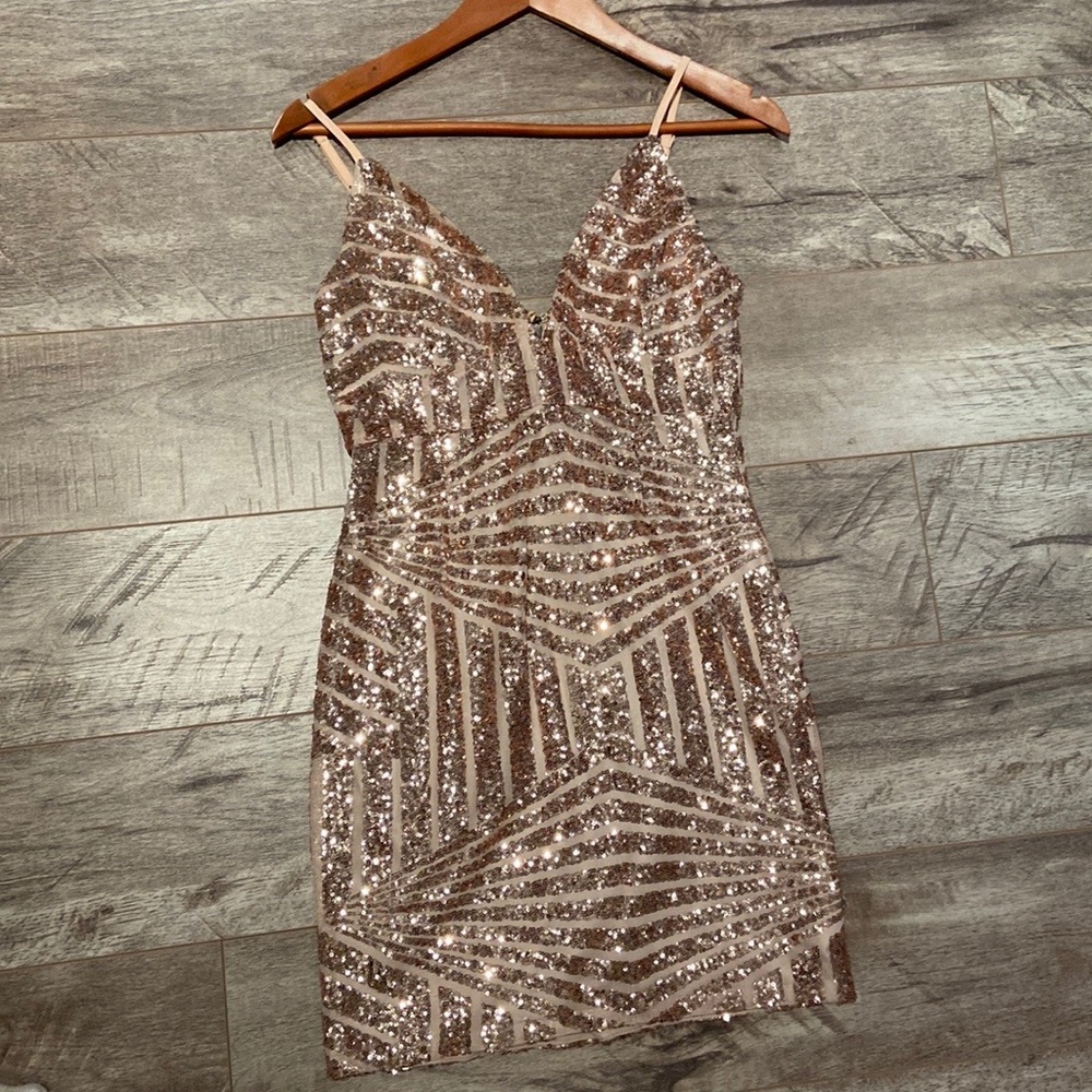 Tiger Mist Gold Sparkly Dress